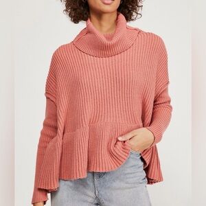 Free People Layer Cake Turtleneck Sweater Pink